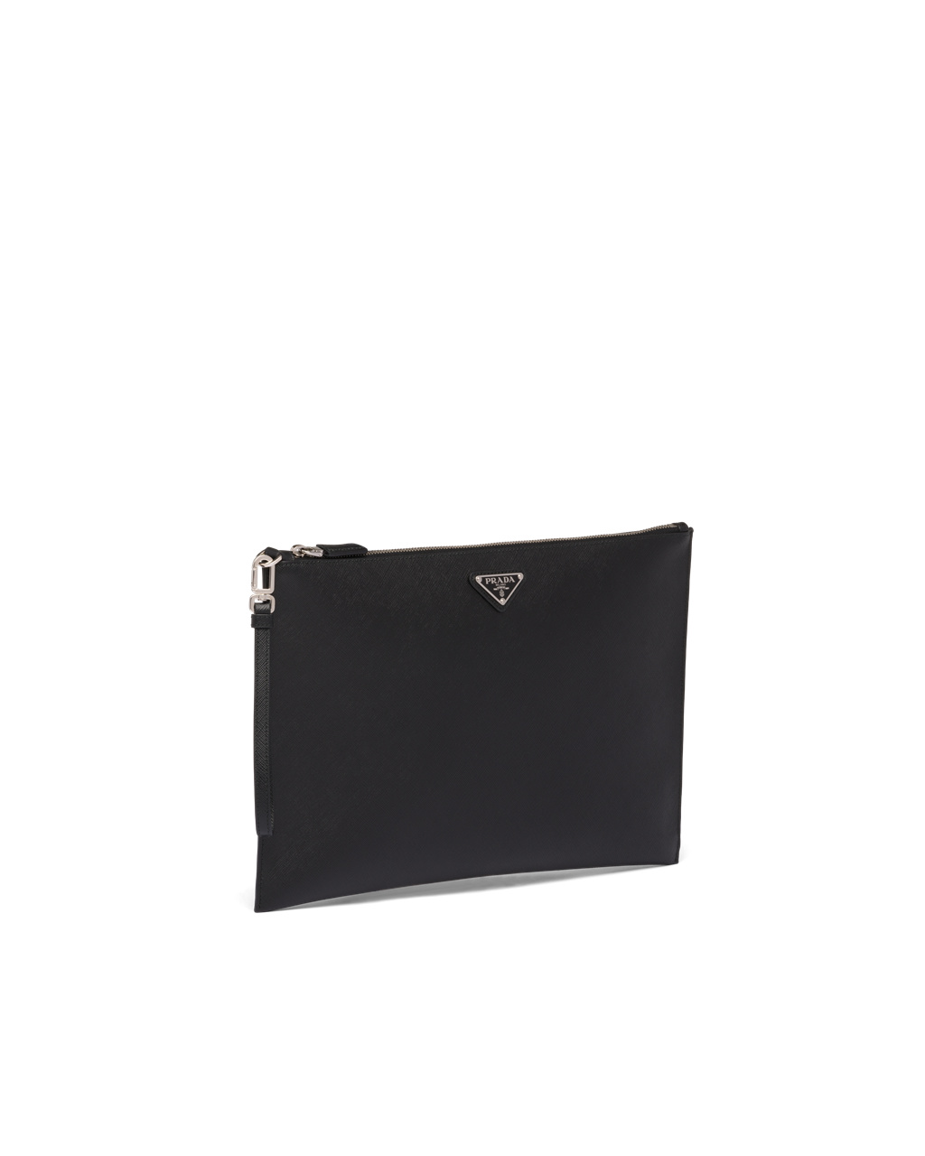 Prada Saffiano Læder Pouch Černé | 608457UHC