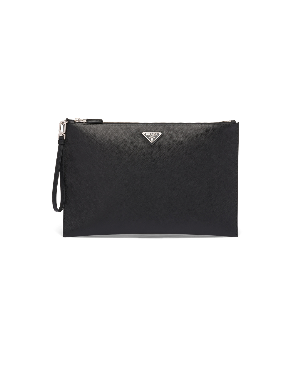 Prada Saffiano Læder Pouch Černé | 608457UHC