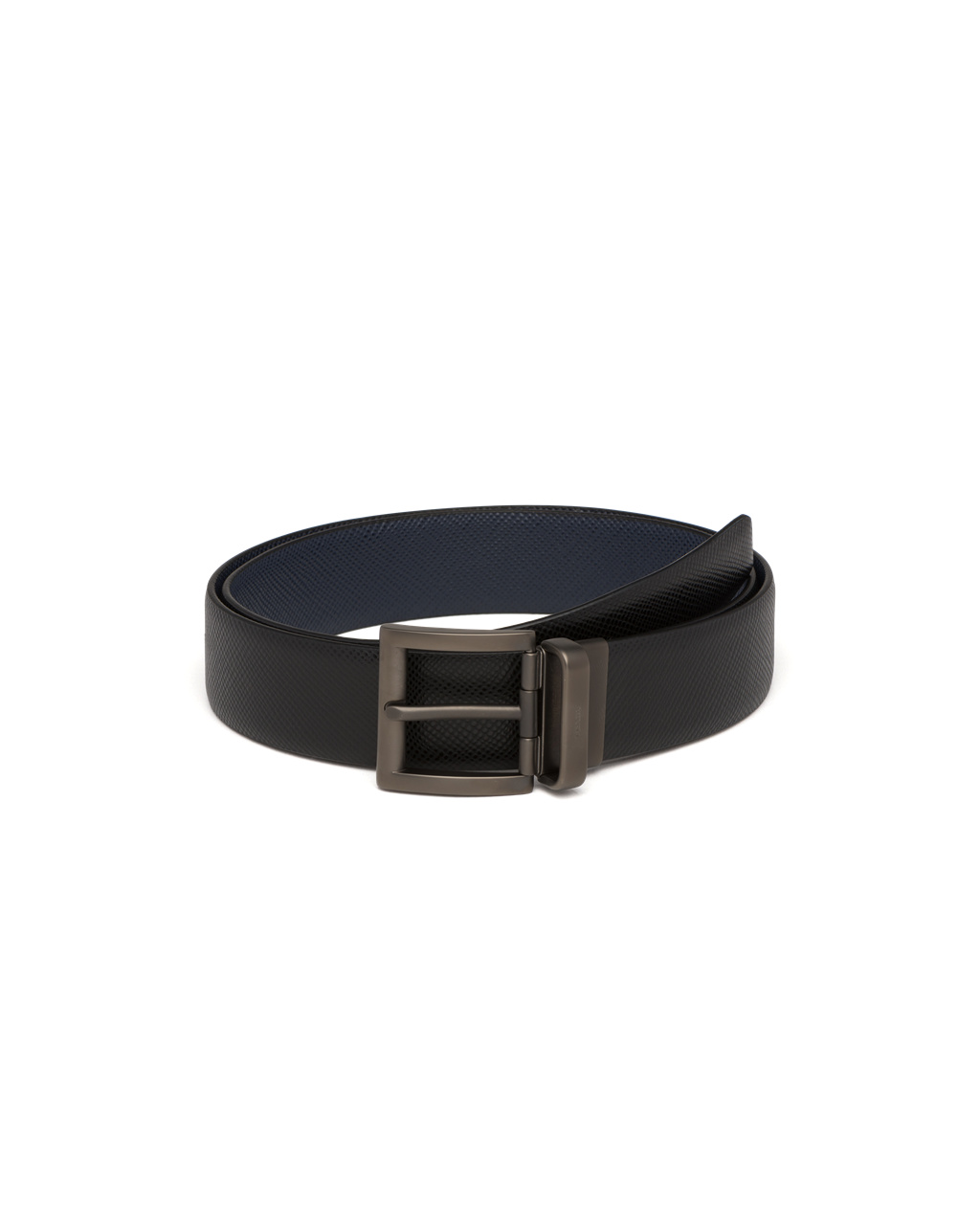 Prada Saffiano Læder Reversible Belt Černé Blankyt | 186705QMJ