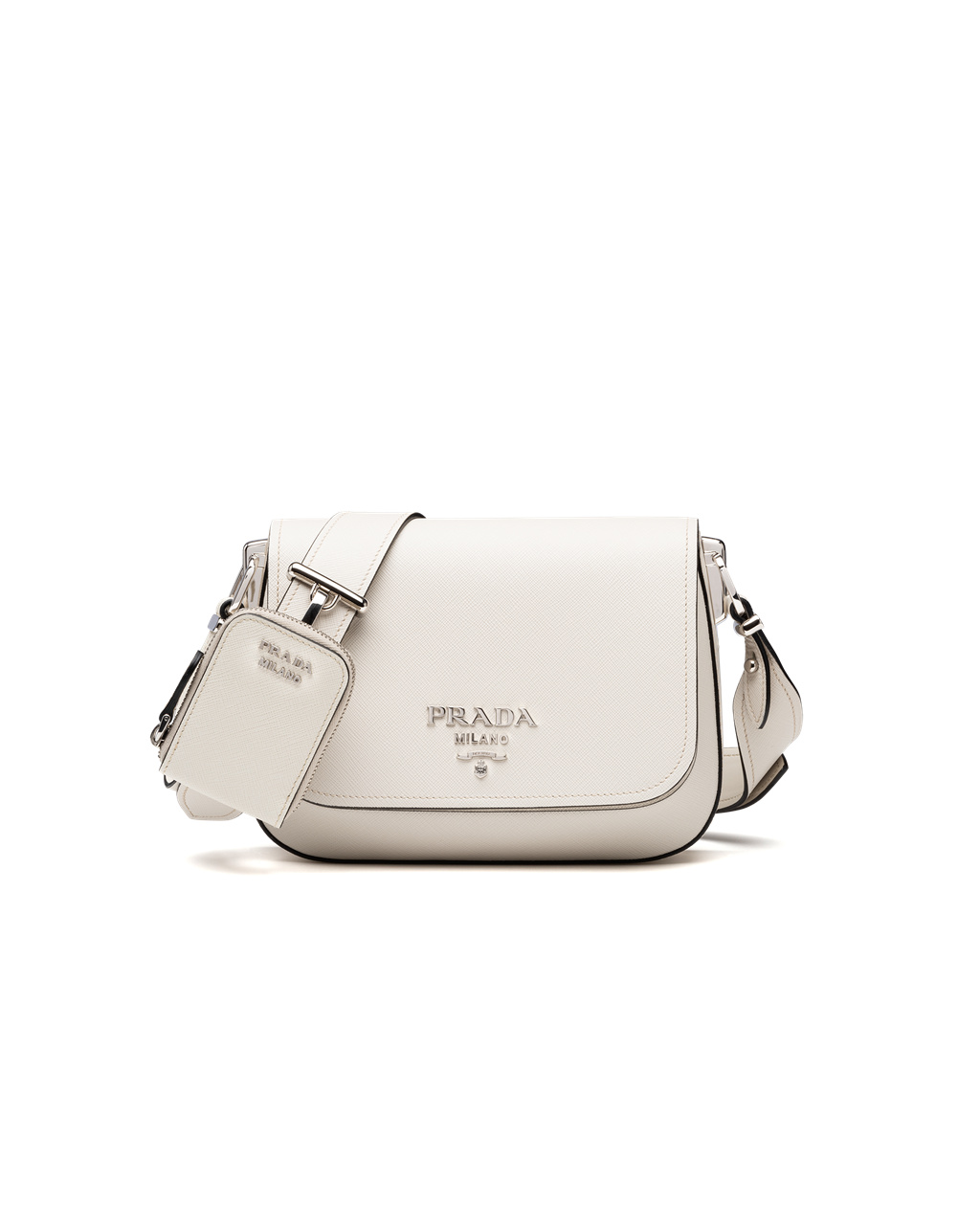 Prada Saffiano Læder Shoulder Bag Bílé | 561073MXB