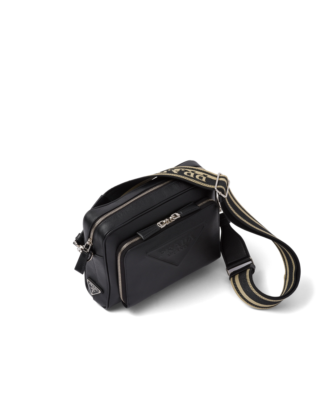 Prada Saffiano Læder Shoulder Bag Černé | 048179IHR