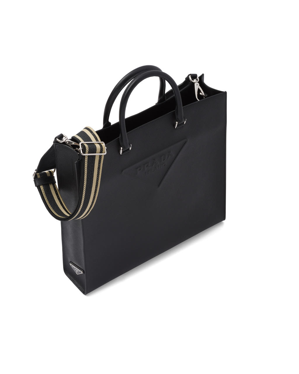 Prada Saffiano Læder Tote Černé | 056743XWE