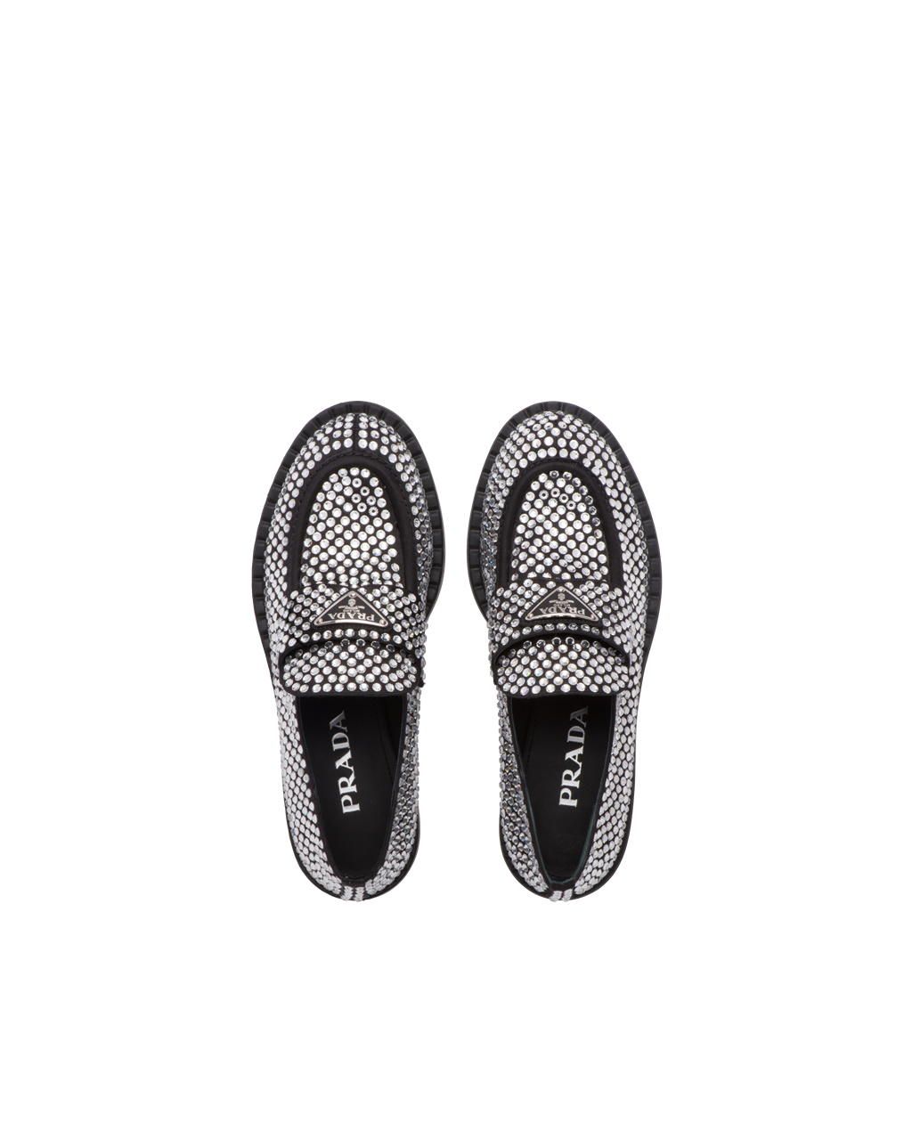 Prada Satin Loafers With Crystals Crystal | 412073GJZ