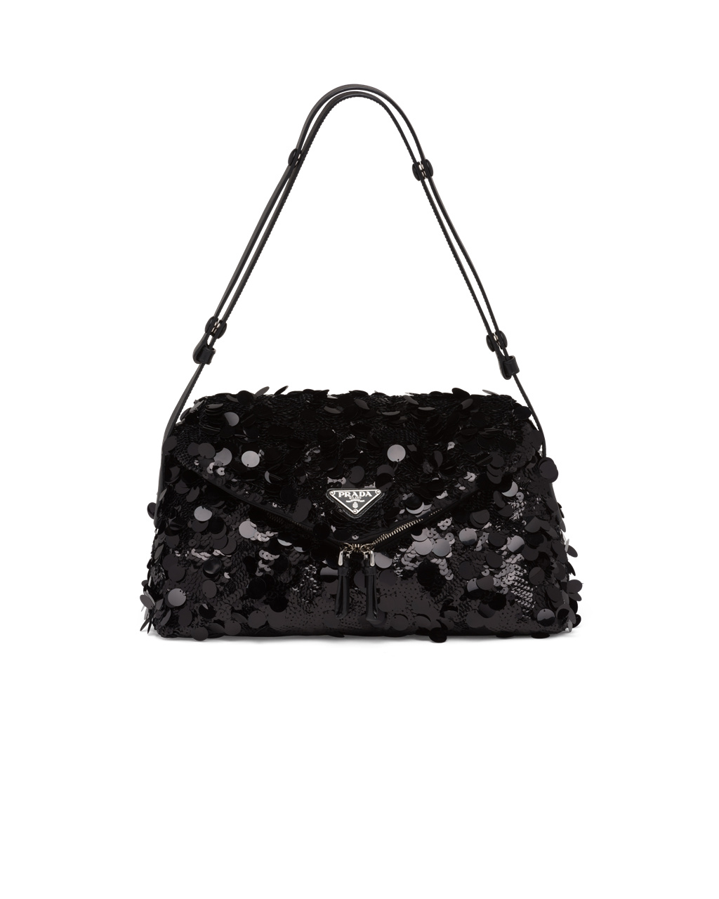 Prada Sequined And Læder Prada Signaux Bag Černé | 703142XFV