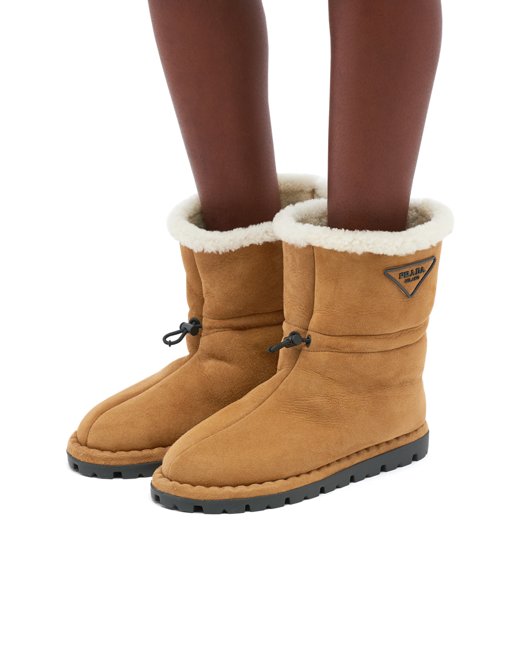 Prada Shearling Booties Cognac | 398560CYS