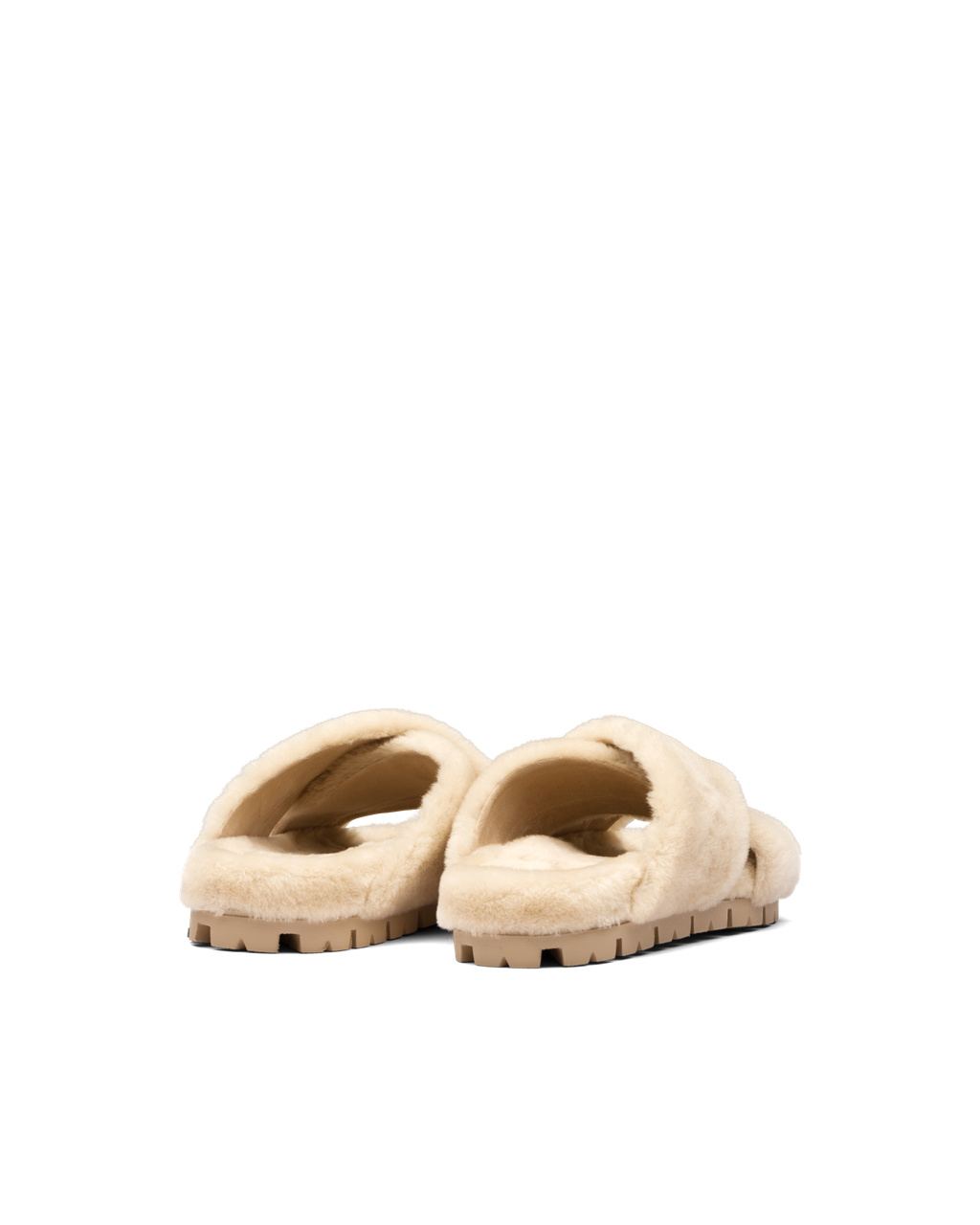 Prada Shearling Sandals Ecru | 018257OHM