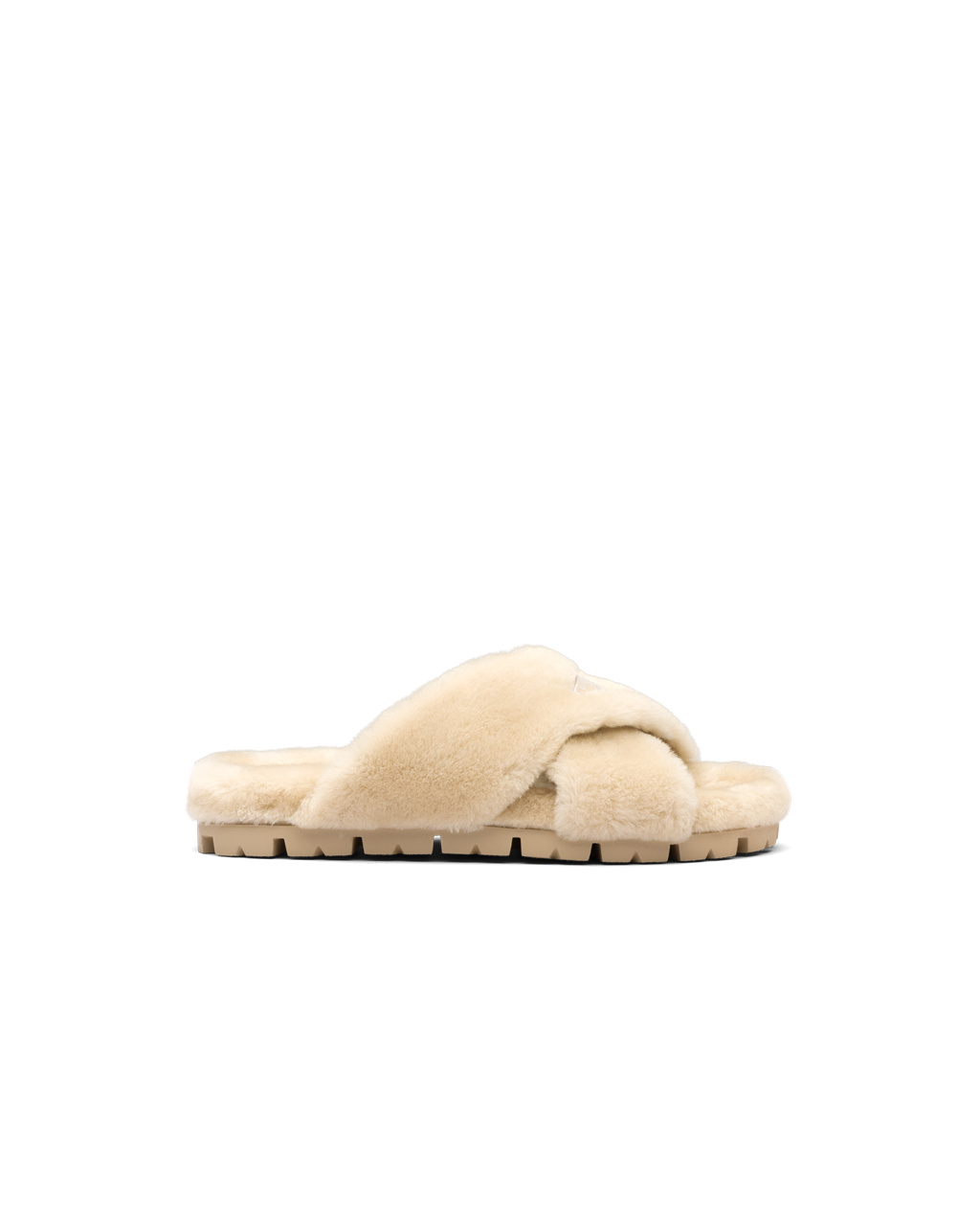 Prada Shearling Sandals Ecru | 018257OHM