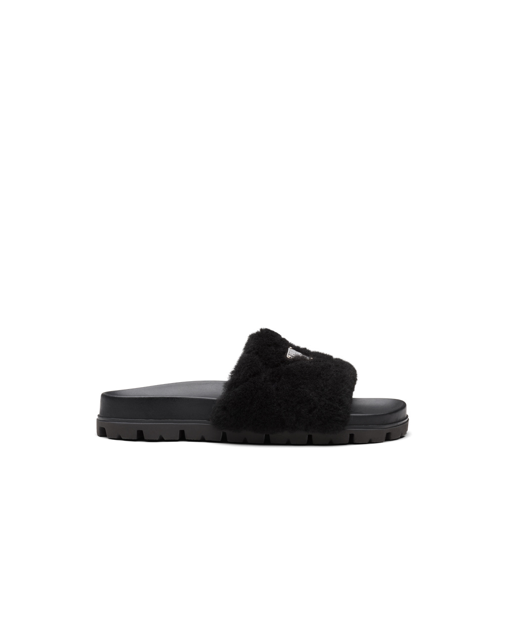 Prada Shearling Slides Černé | 054863QLO