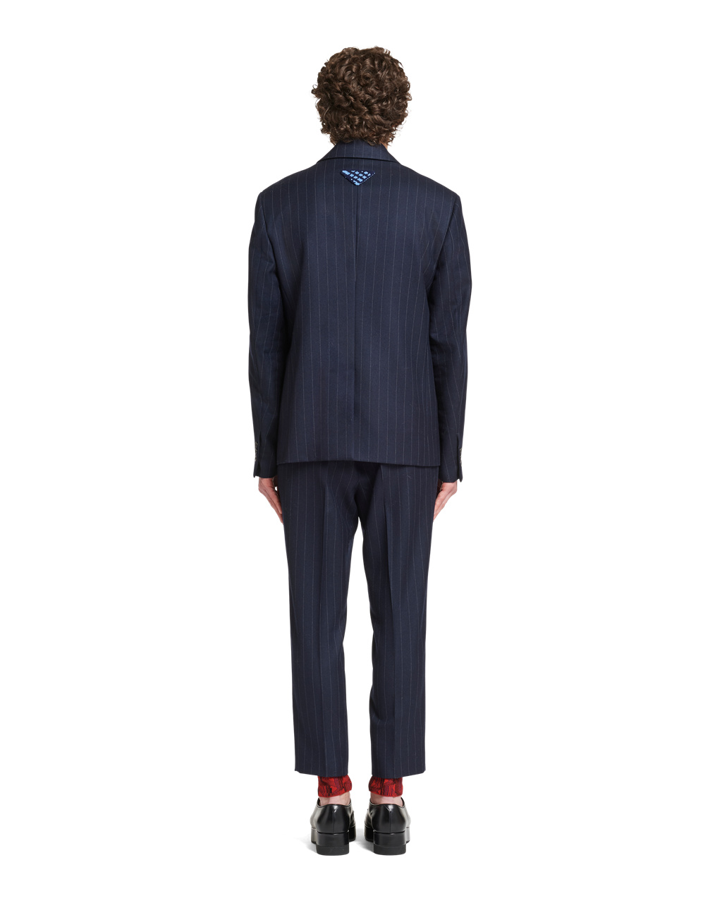 Prada Single-breasted Pinstriped Wool Jacket Tmavě Blankyt | 164275VUM