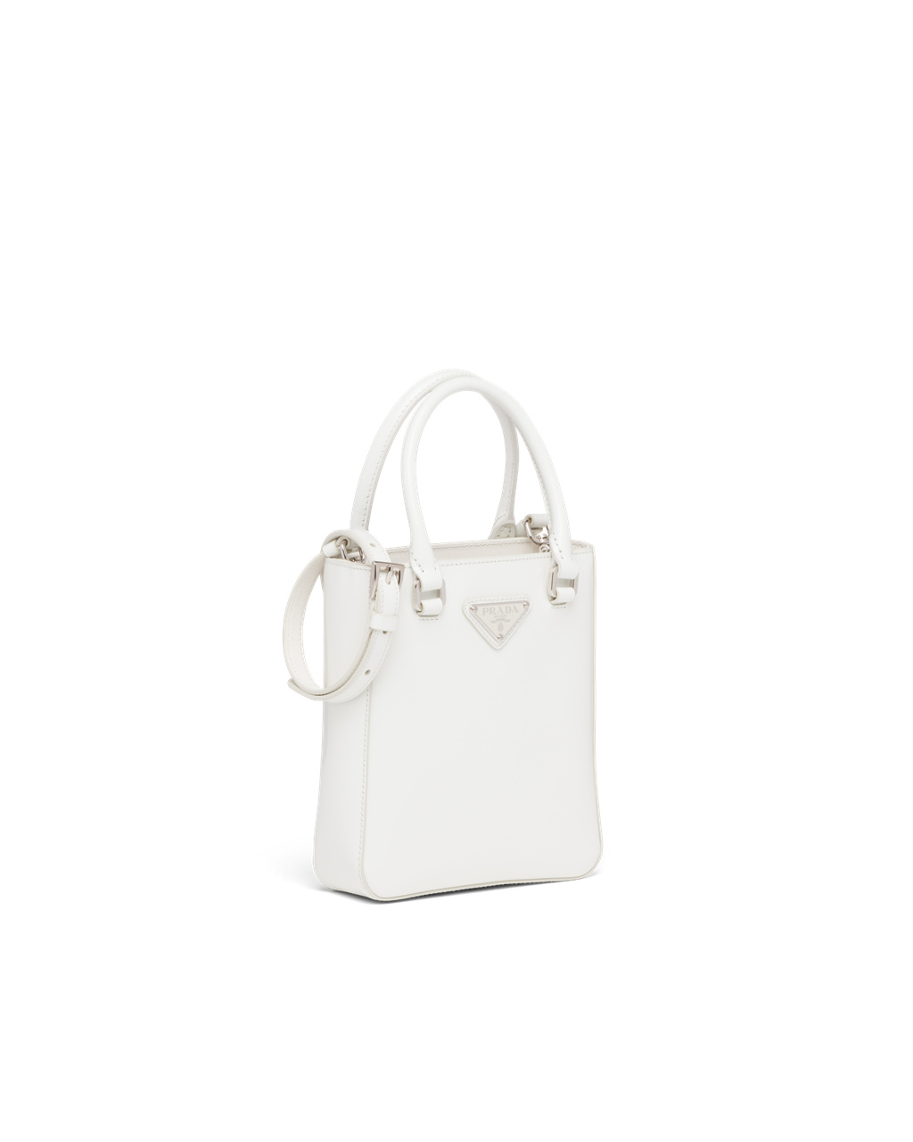 Prada Small Brushed Læder Tote Bílé | 340895PYO