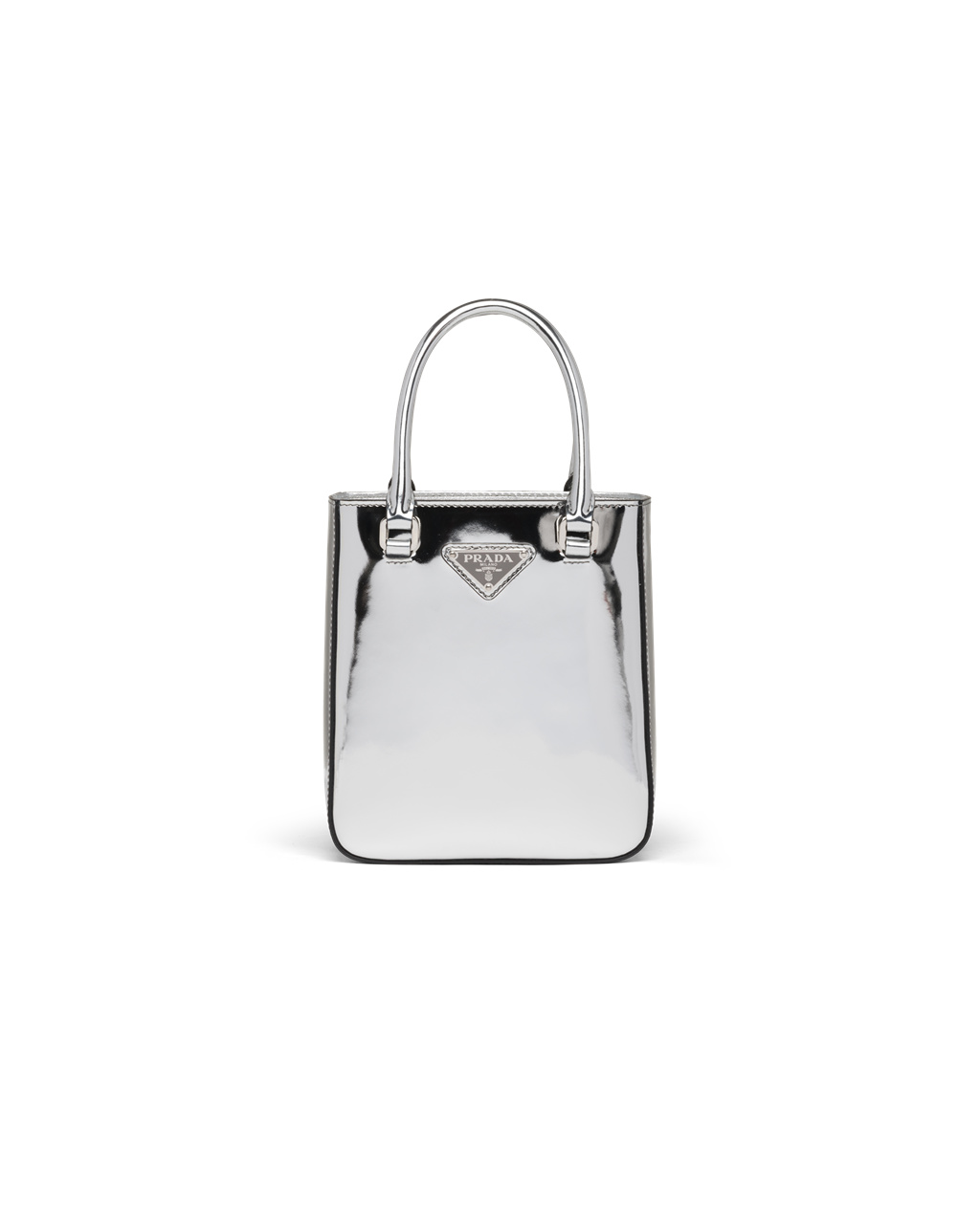 Prada Small Brushed Læder Tote Stříbrné | 065483YPT