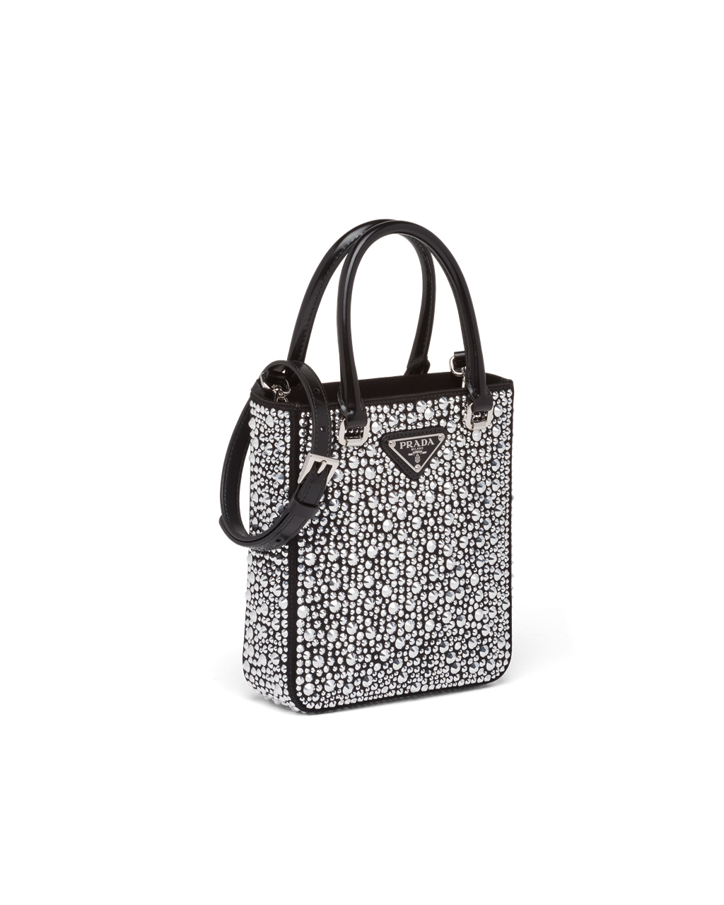 Prada Small Crystal-studded Satin Tote Bag Metal | 370812IMD