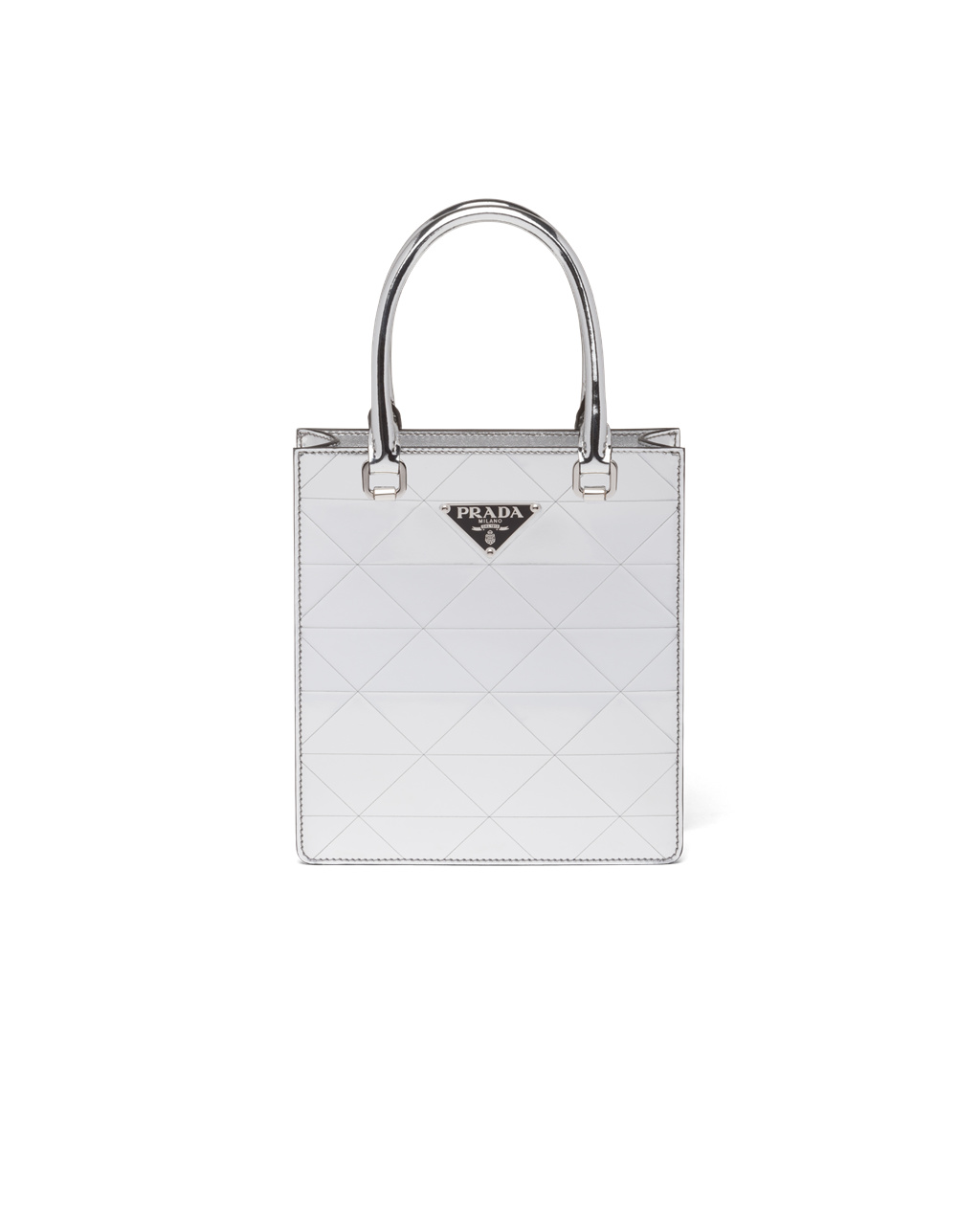 Prada Small Metallic Læder Tote Bag Stříbrné | 936720NOM