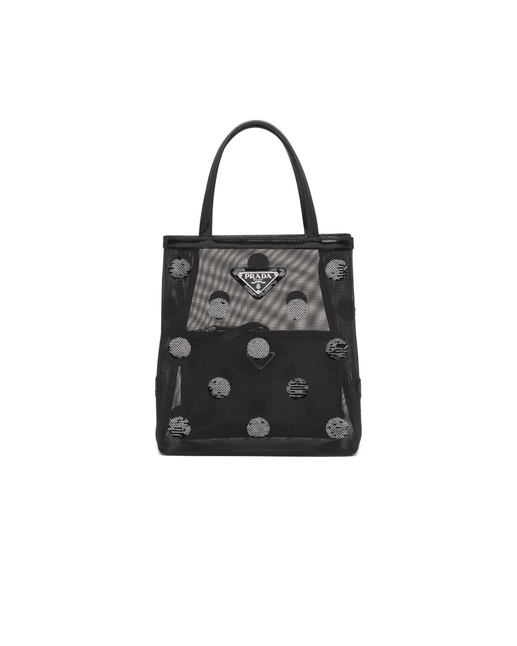 Prada Small Polka-dot Mesh Tote Bag Černé | 589703HBJ