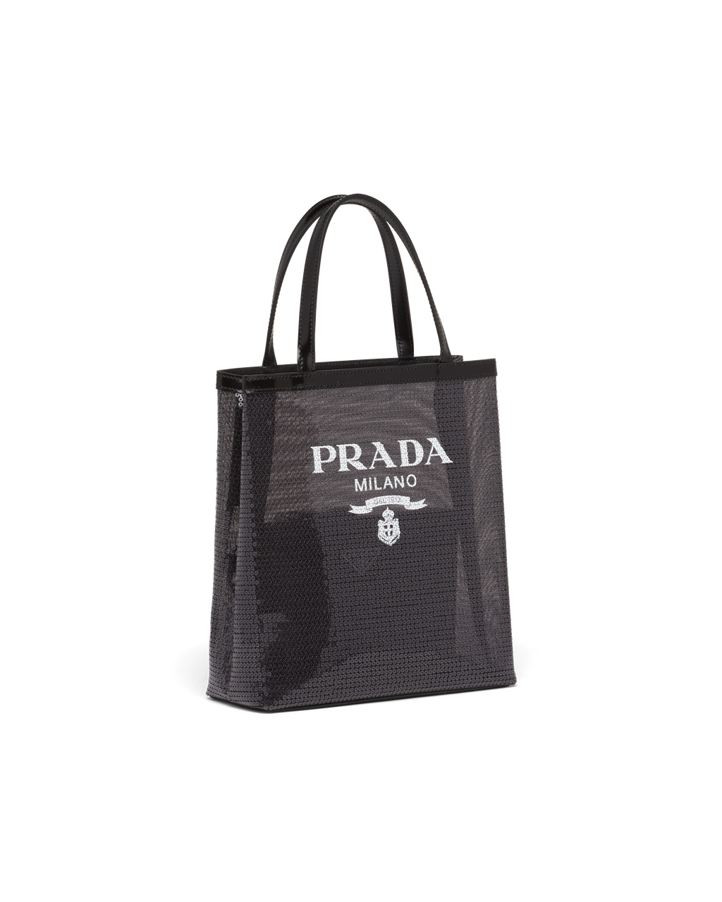 Prada Small Sequined Mesh Tote Bag Černé | 621037WVO