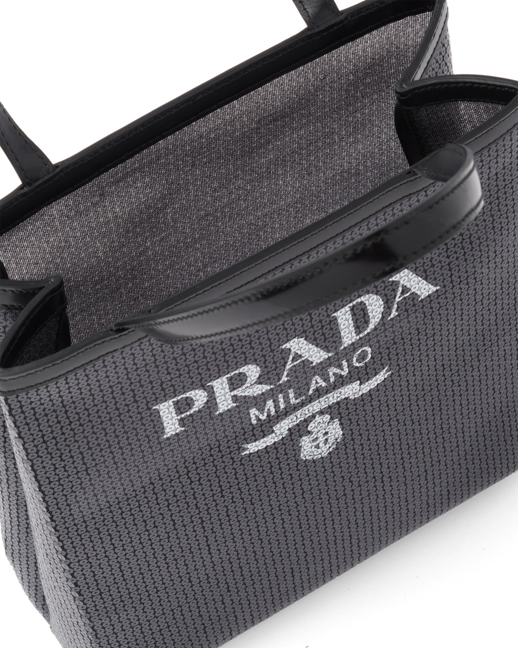 Prada Small Sequined Mesh Tote Bag Černé | 621037WVO