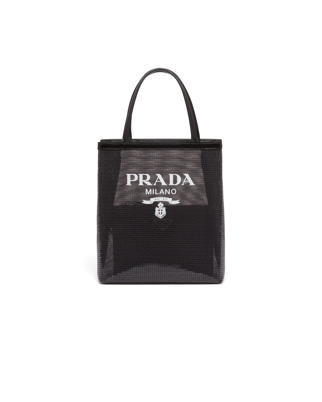 Prada Small Sequined Mesh Tote Bag Černé | 621037WVO