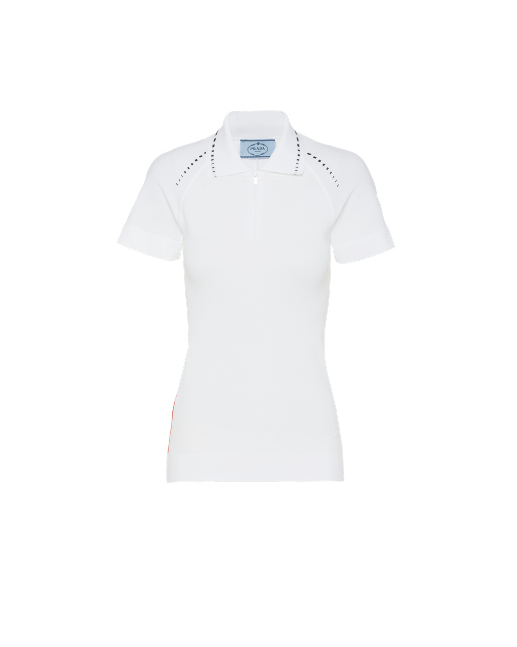 Prada Soft Rec Polyester Polo Shirt Bílé Černé | 127035IOZ