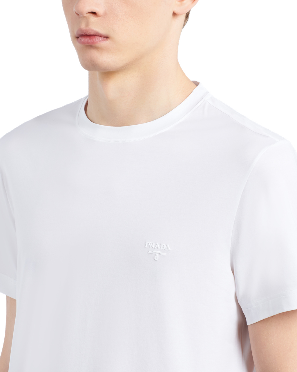 Prada Stretch Bavlněné T-shirt Bílé | 634218KTY