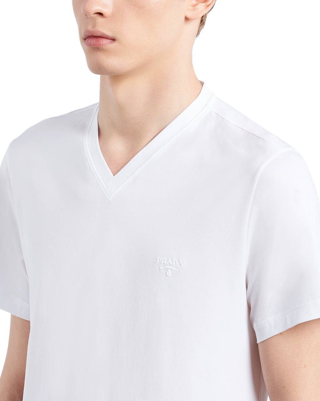 Prada Stretch Bavlněné T-shirt Bílé | 735849JOG