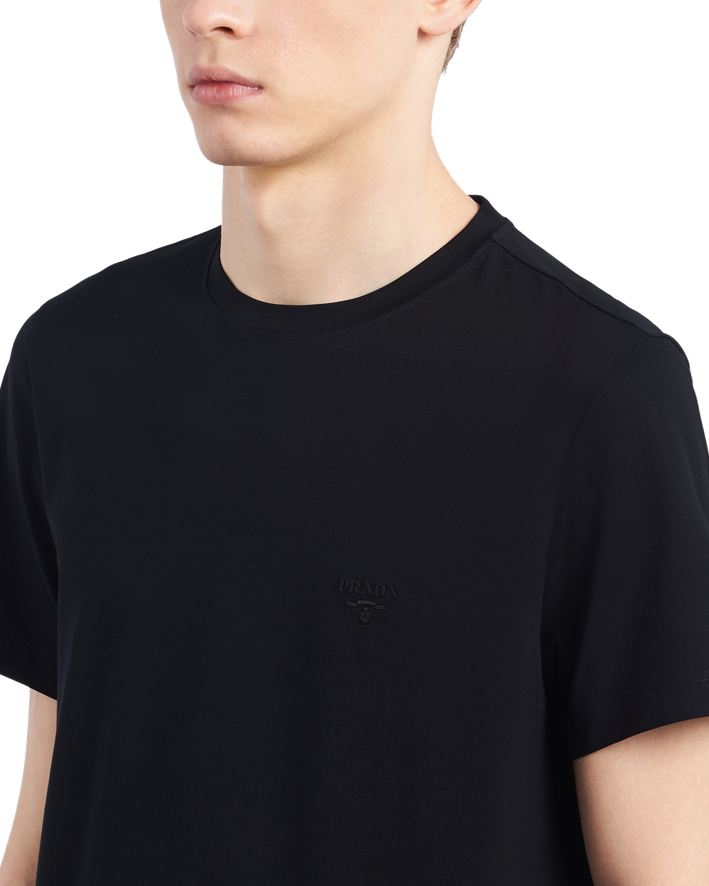 Prada Stretch Bavlněné T-shirt Černé | 724895AXN