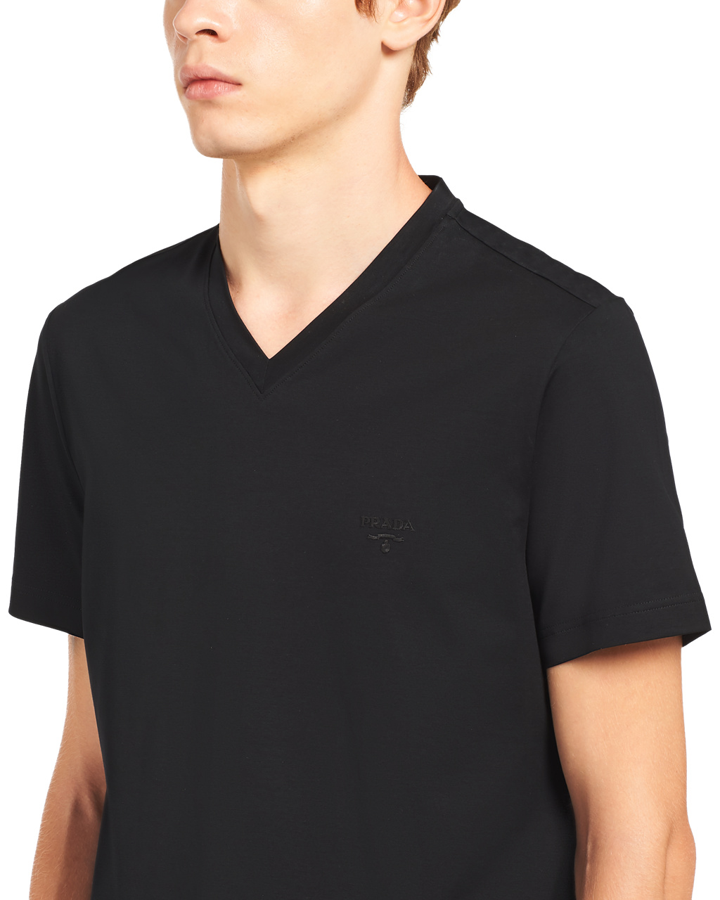 Prada Stretch Bavlněné T-shirt Černé | 790385XKG