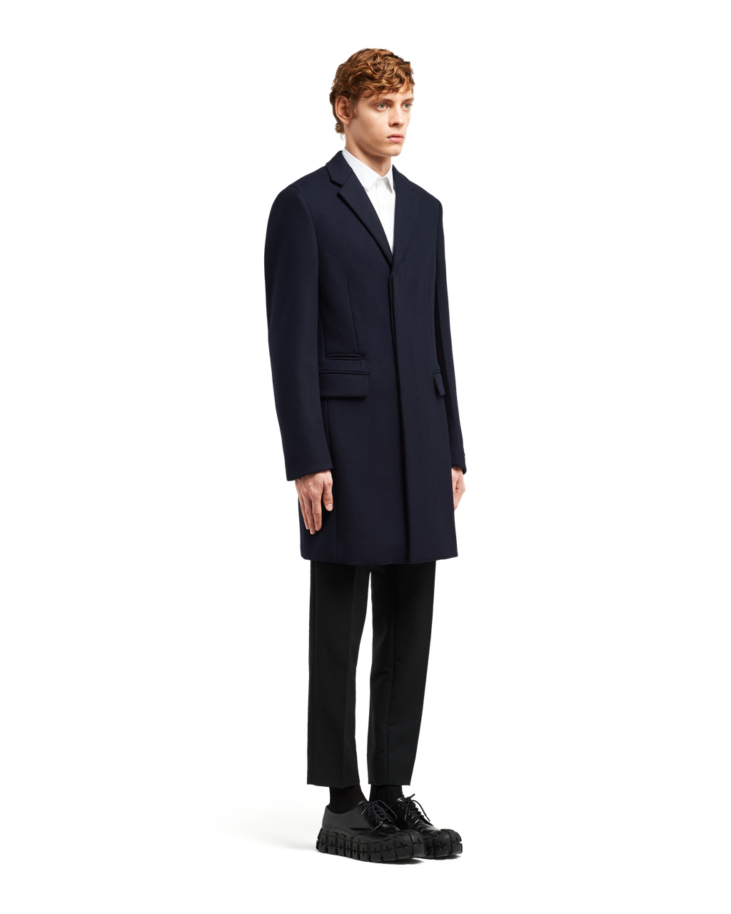 Prada Stretch Cloth Coat Tmavě Blankyt | 935241SKX