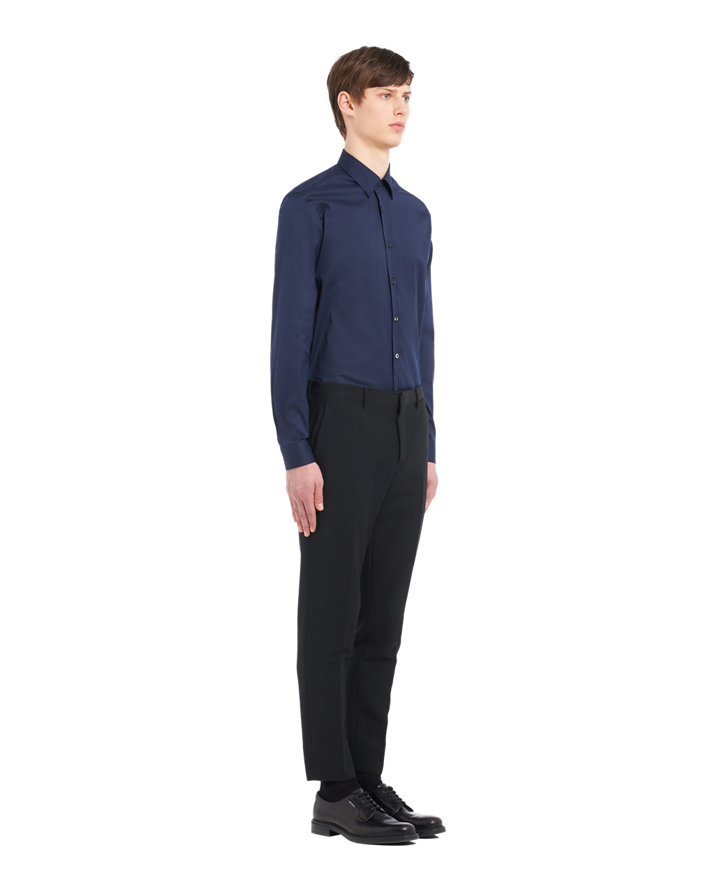 Prada Stretch Poplin Shirt Blankyt | 298157MNT