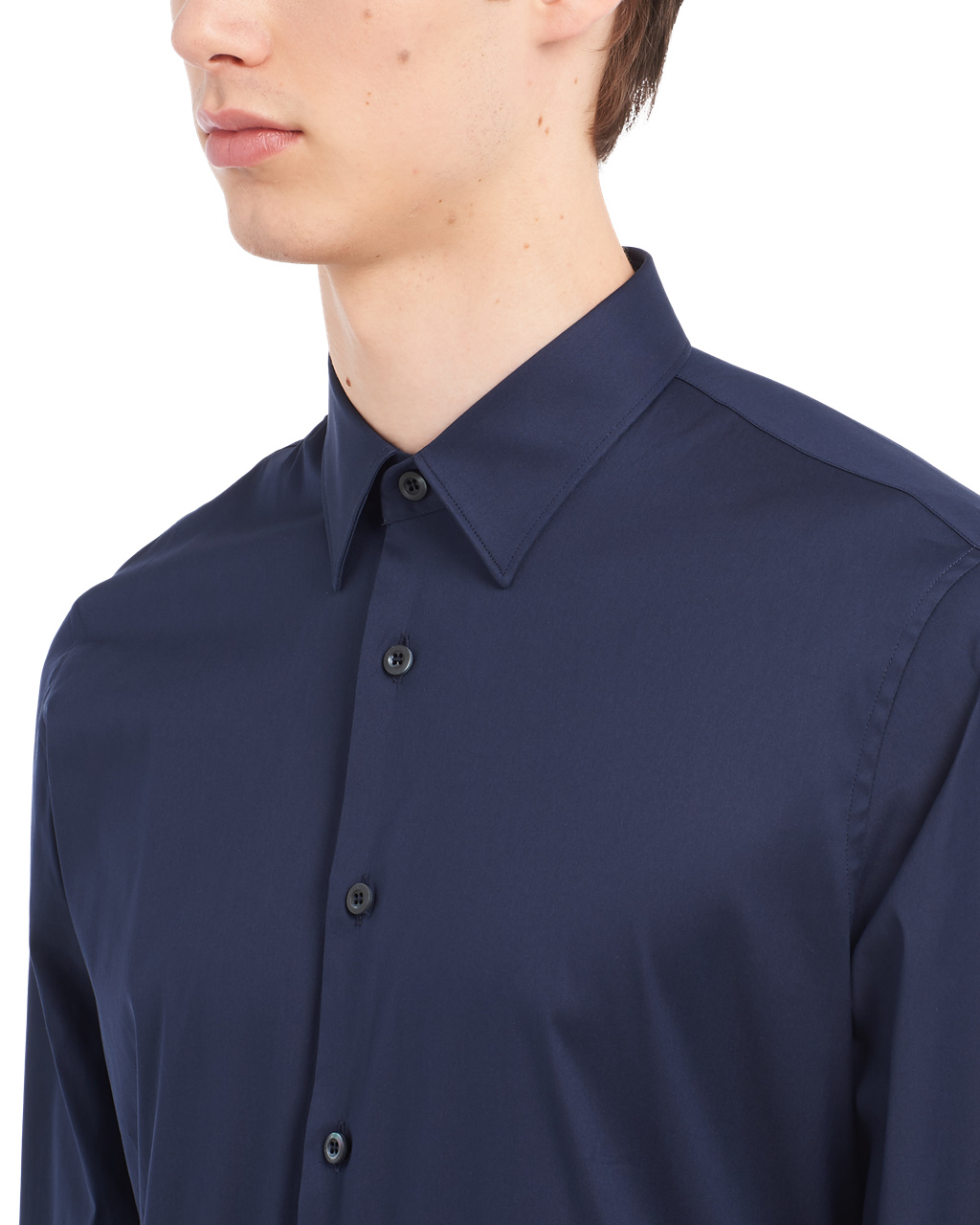 Prada Stretch Poplin Shirt Blankyt | 298157MNT