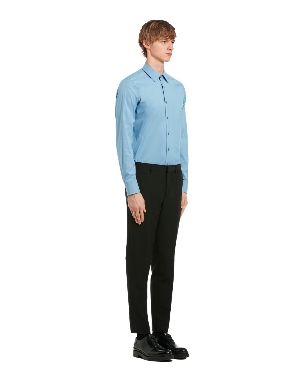 Prada Stretch Poplin Shirt Celeste | 417250ATI