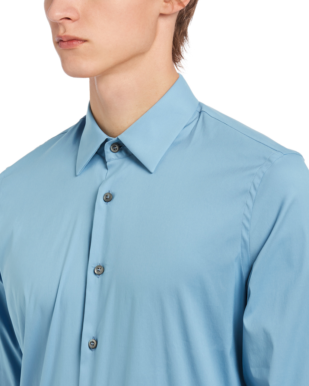 Prada Stretch Poplin Shirt Celeste | 417250ATI