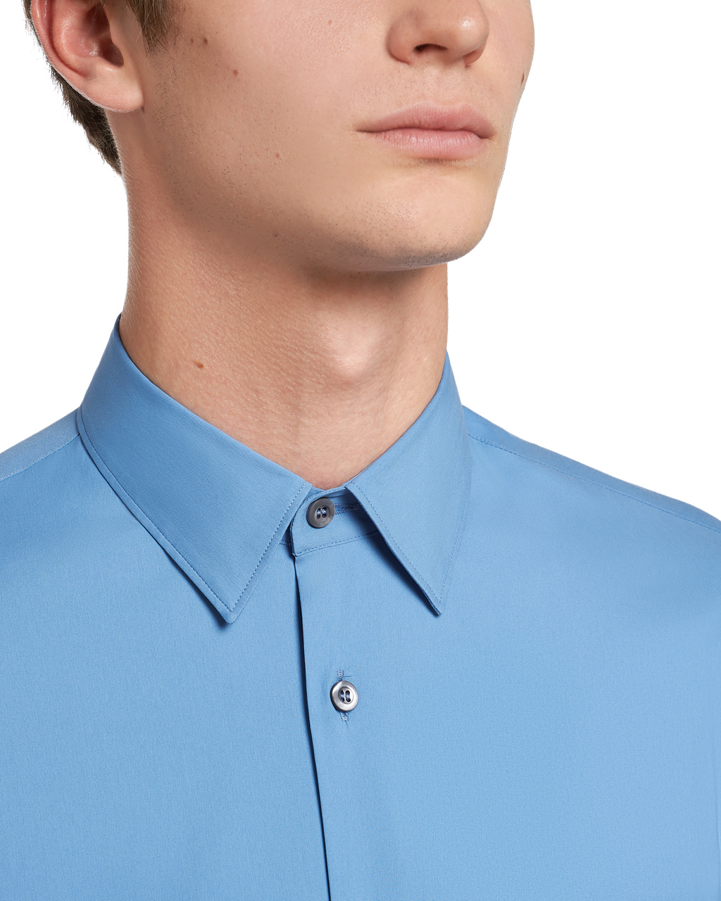 Prada Stretch Poplin Shirt Celeste | 984136WIY