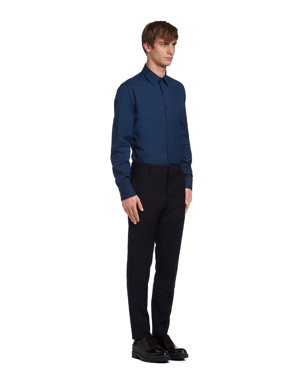 Prada Stretch Poplin Shirt Denim | 845907PWV