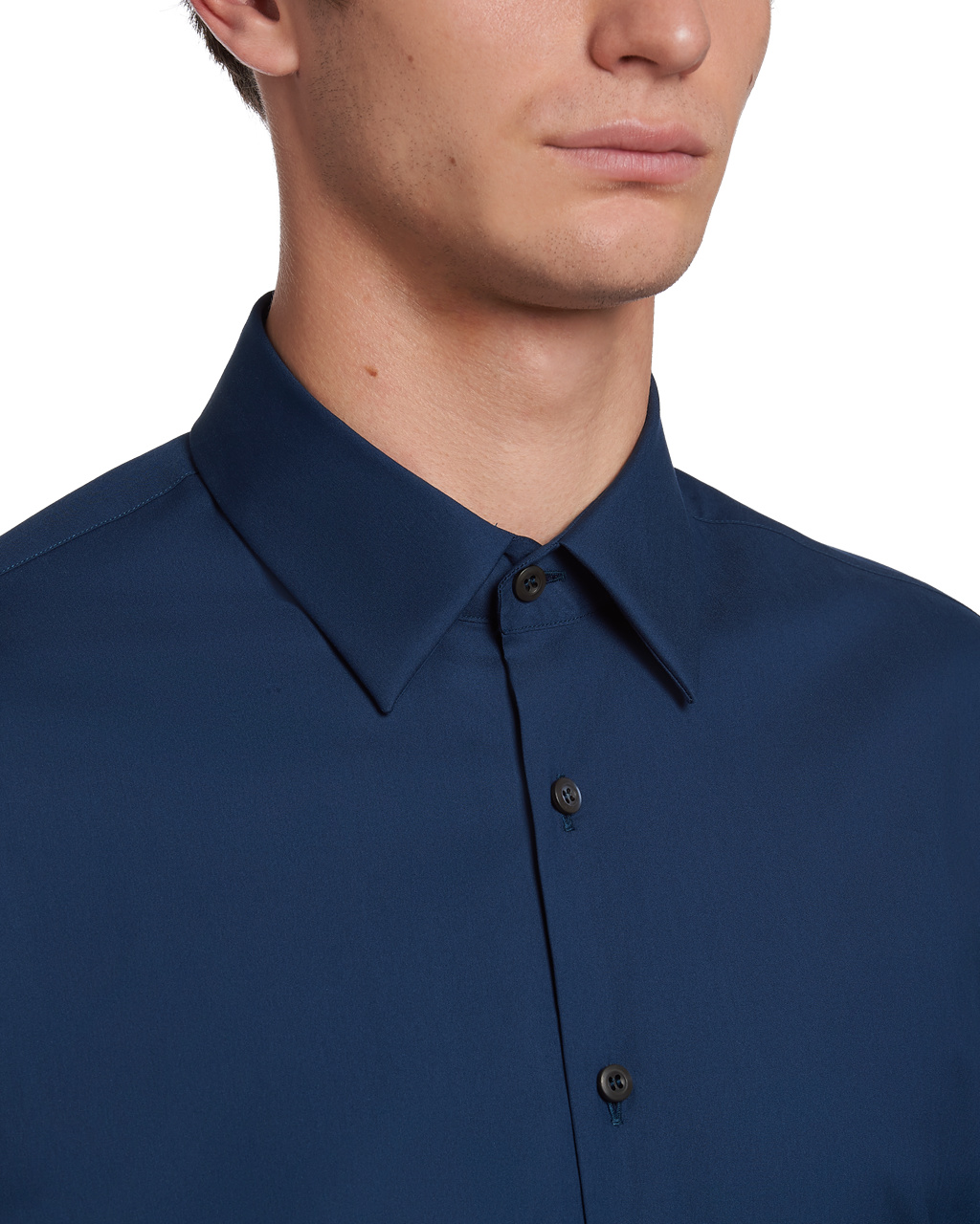 Prada Stretch Poplin Shirt Denim | 845907PWV