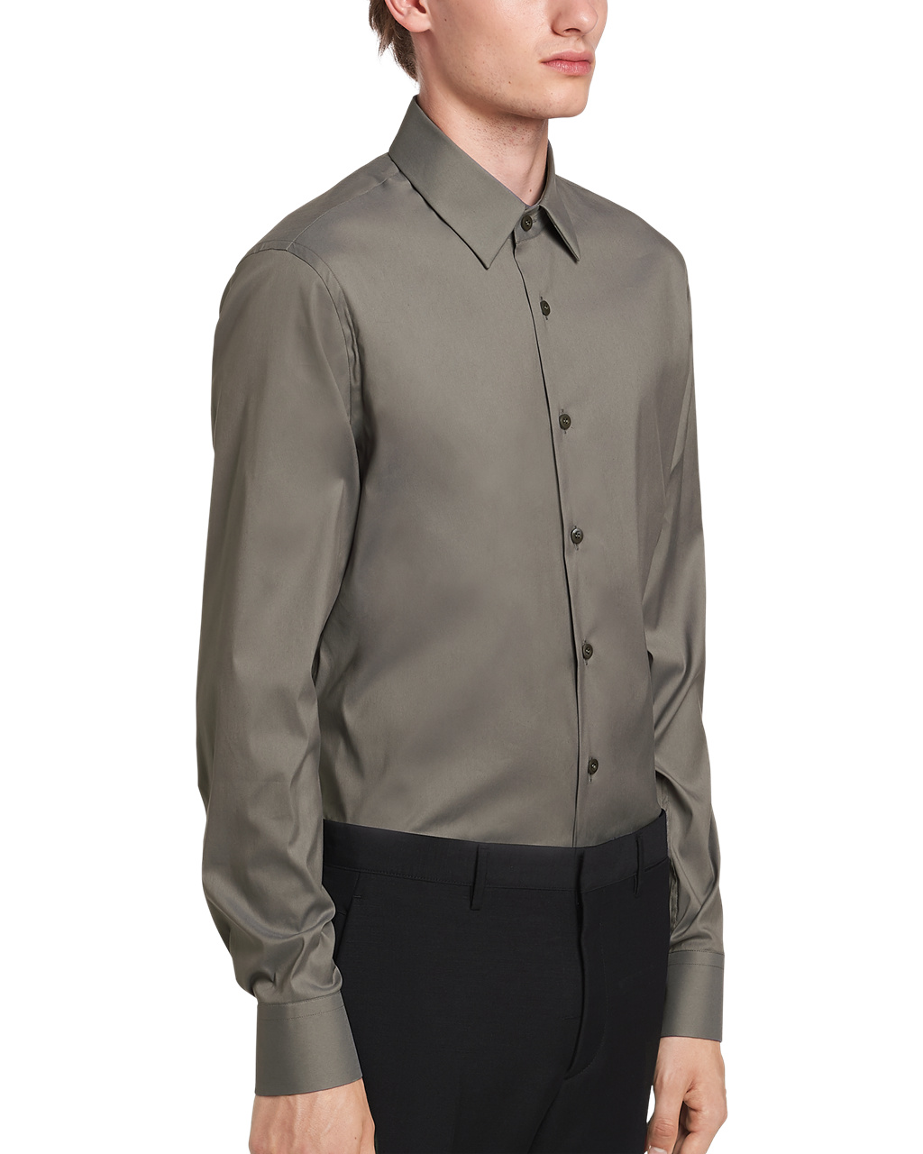 Prada Stretch Poplin Shirt Iron Gray | 693420ENS