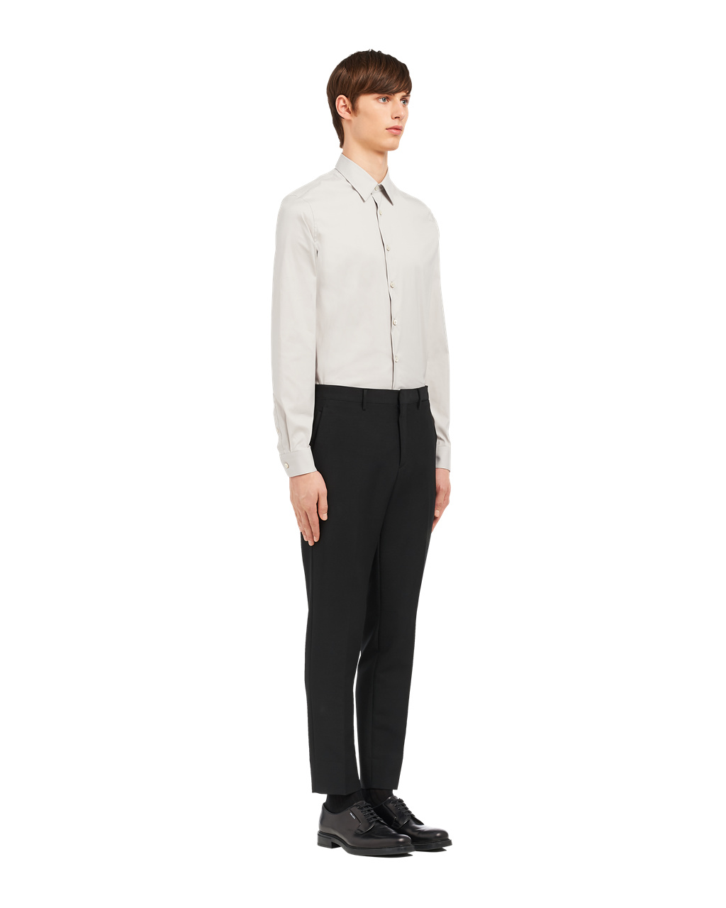 Prada Stretch Poplin Shirt Pearl Gray | 078294RDY