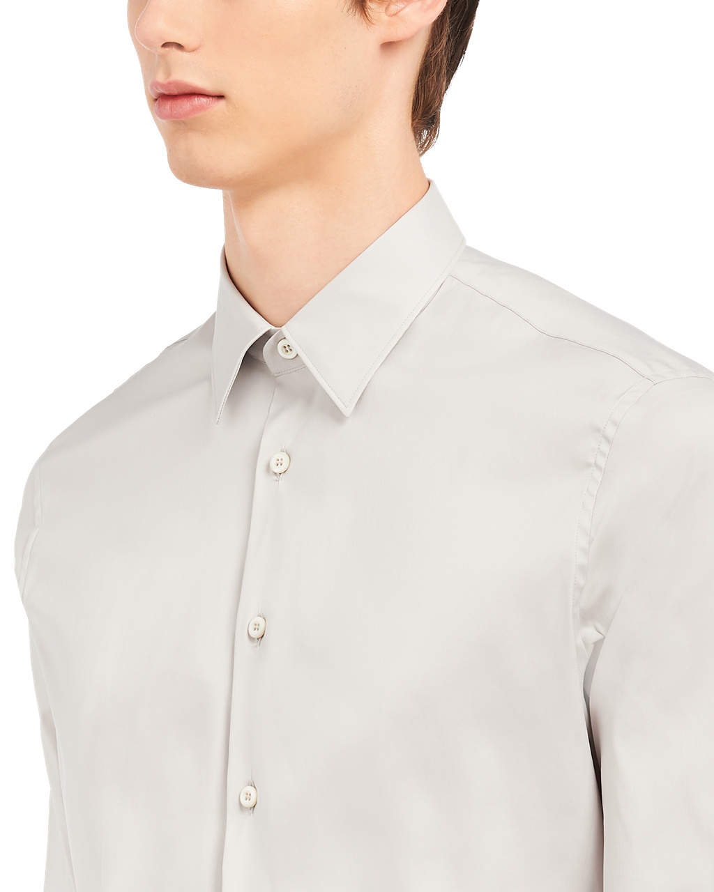 Prada Stretch Poplin Shirt Pearl Gray | 078294RDY