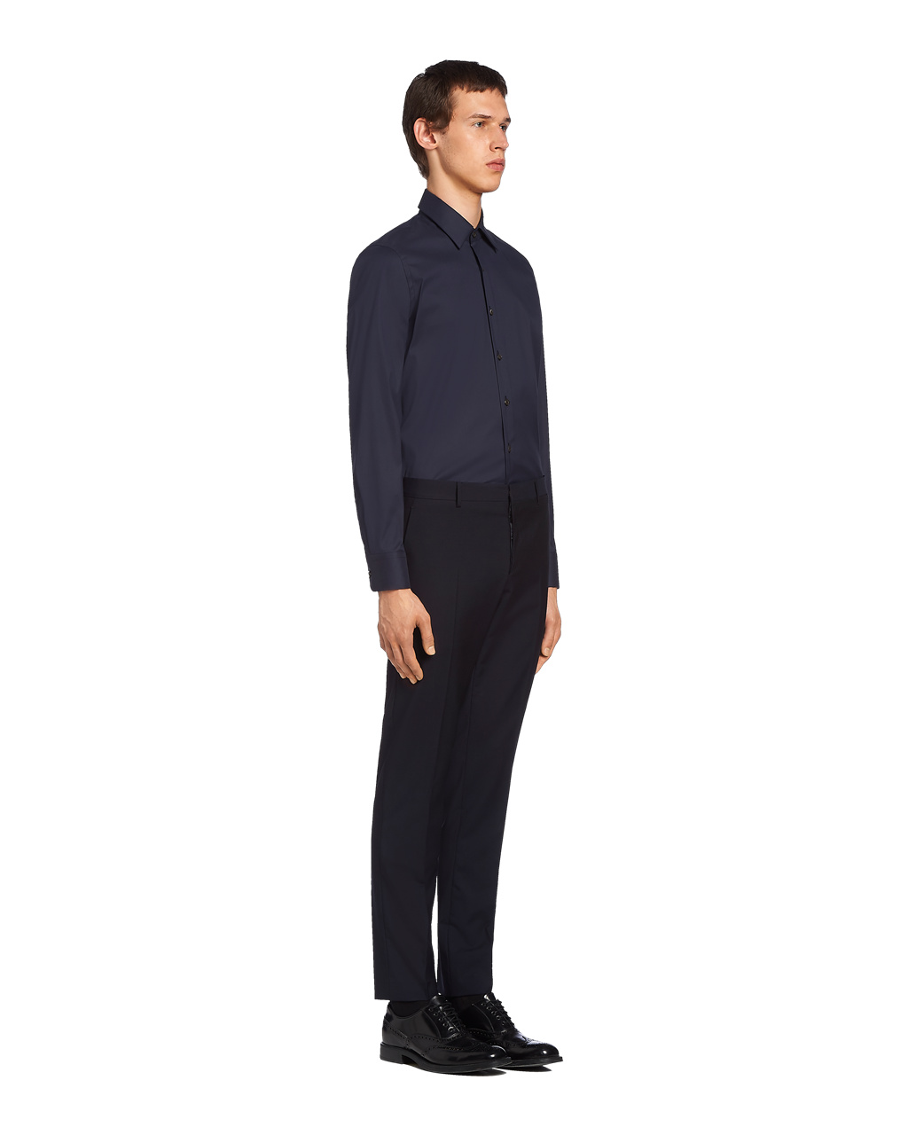 Prada Stretch Poplin Shirt Tmavě Blankyt | 158260COV