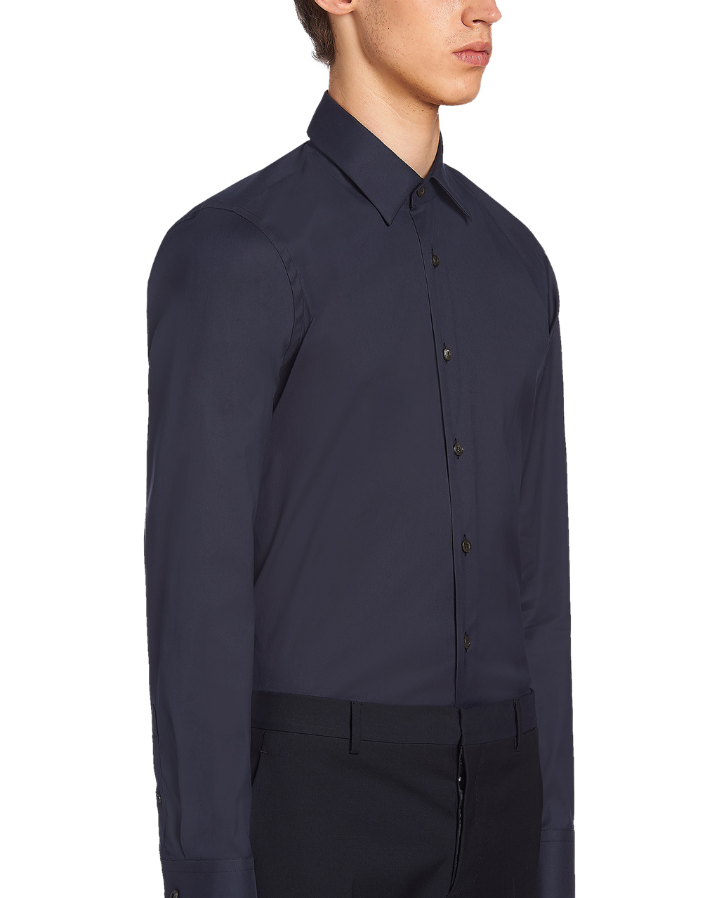 Prada Stretch Poplin Shirt Tmavě Blankyt | 158260COV