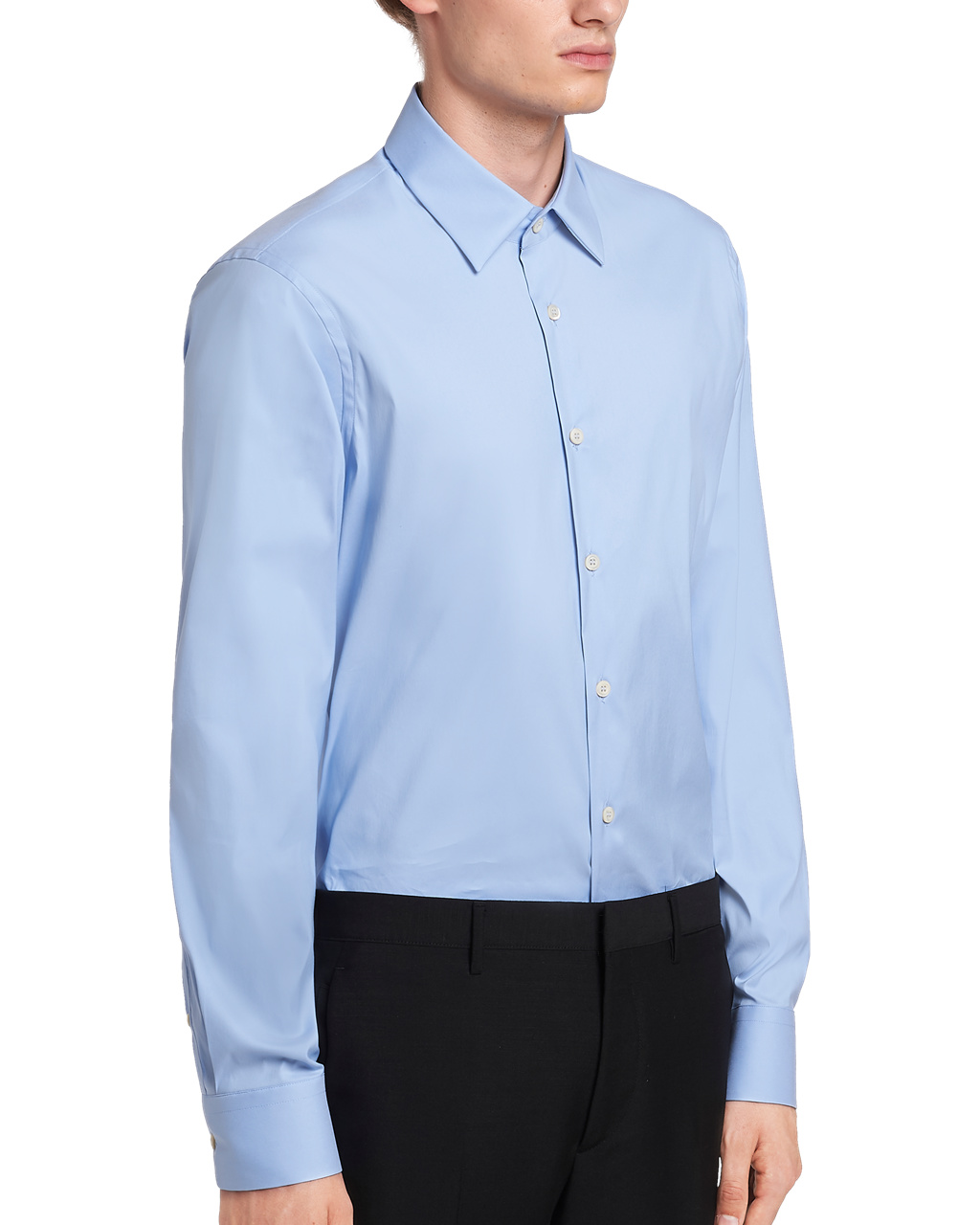 Prada Stretch Poplin Shirt Tmavě Blankyt | 672890XZS