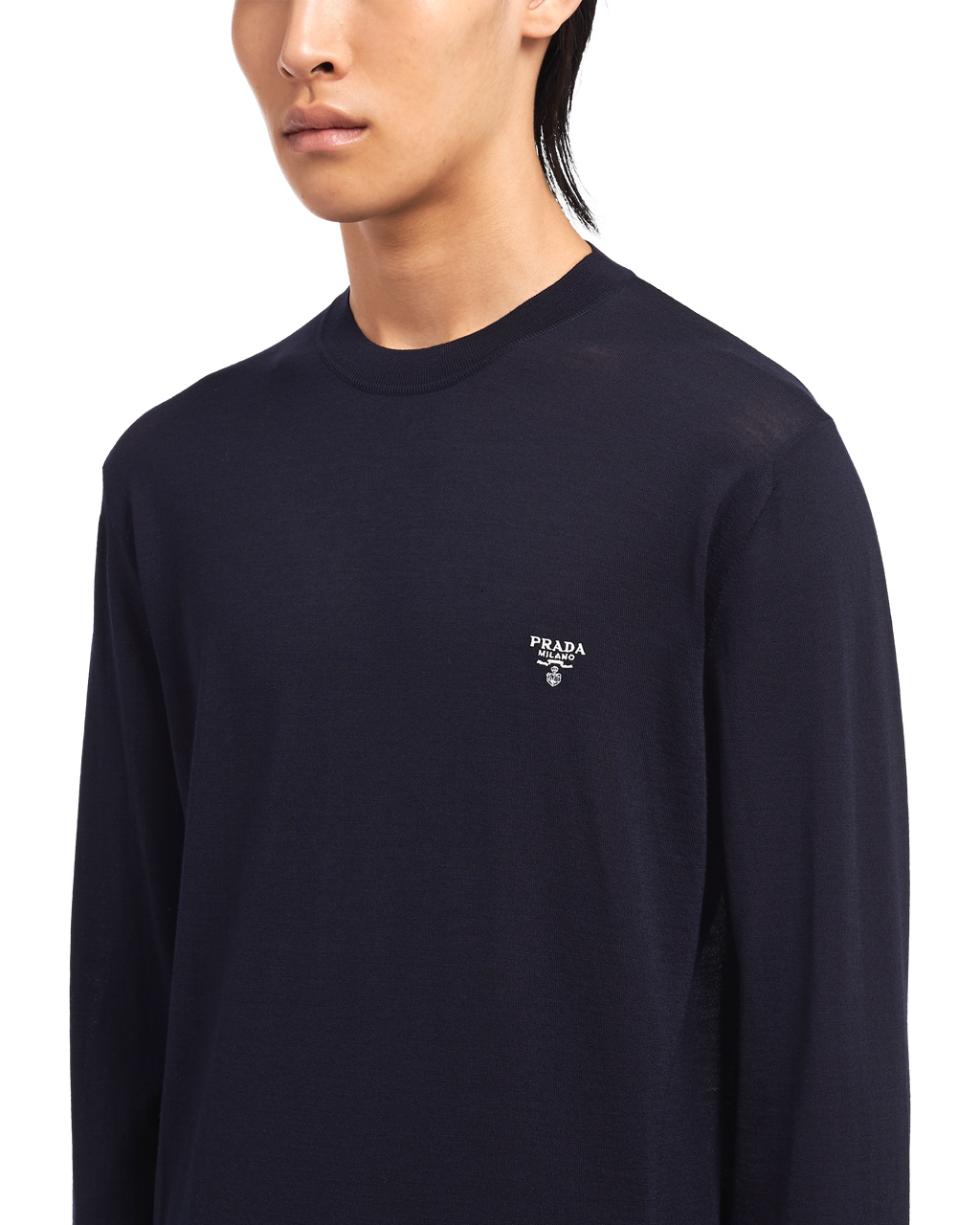 Prada Superfine Wool Crew-neck Svetrové Tmavě Blankyt | 314870GSA