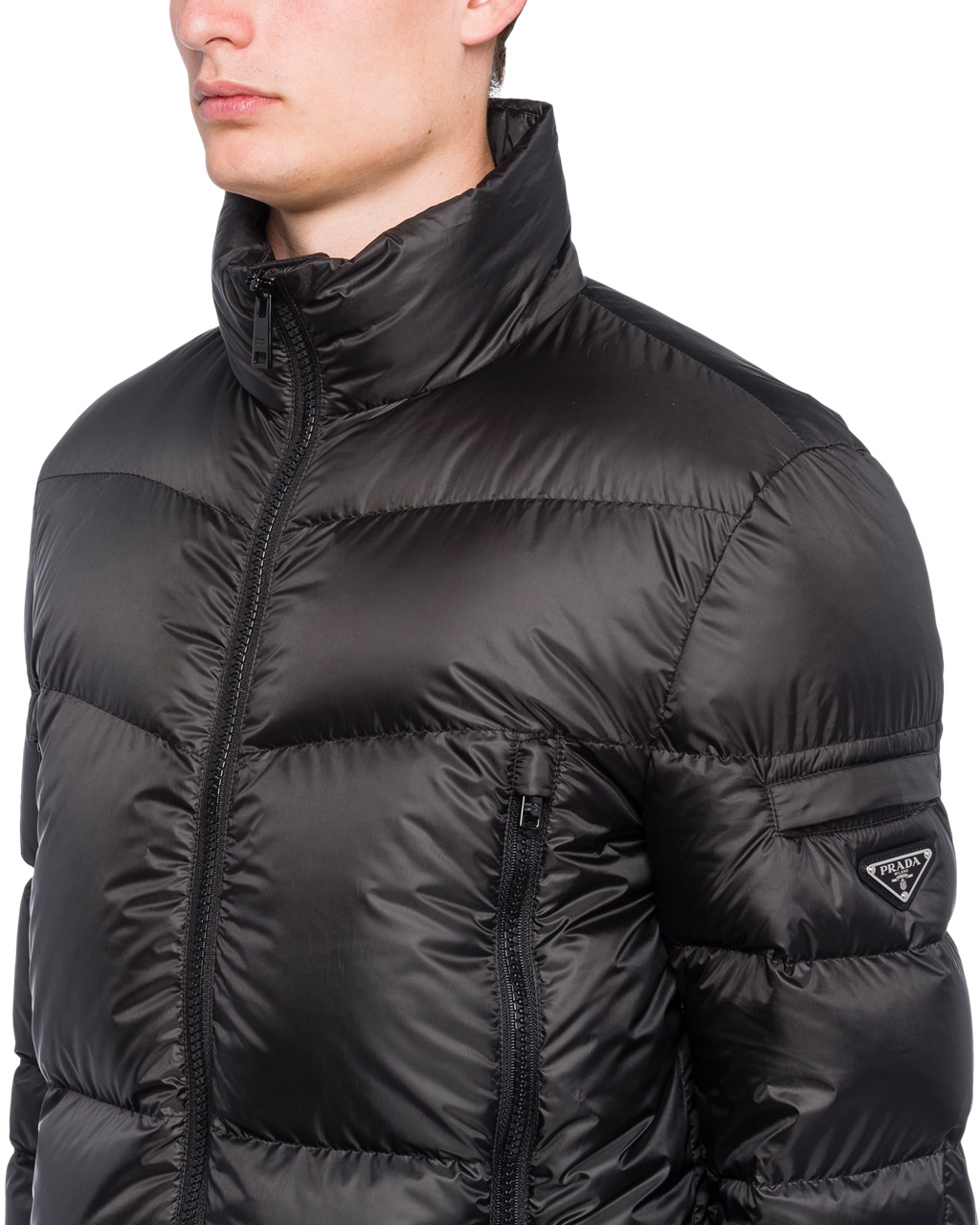 Prada Technical Eggshell Fabric Puffer Jacket Černé | 495038DHR