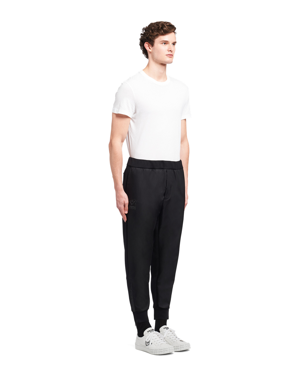 Prada Technical Fleece Trousers With Nylon Details Černé Černé | 264978NRX