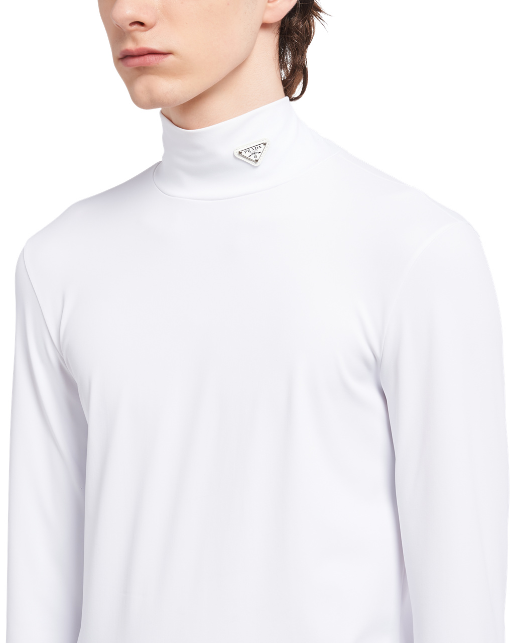 Prada Technical Jersey Mock Turtleneck Bílé | 620748JPS