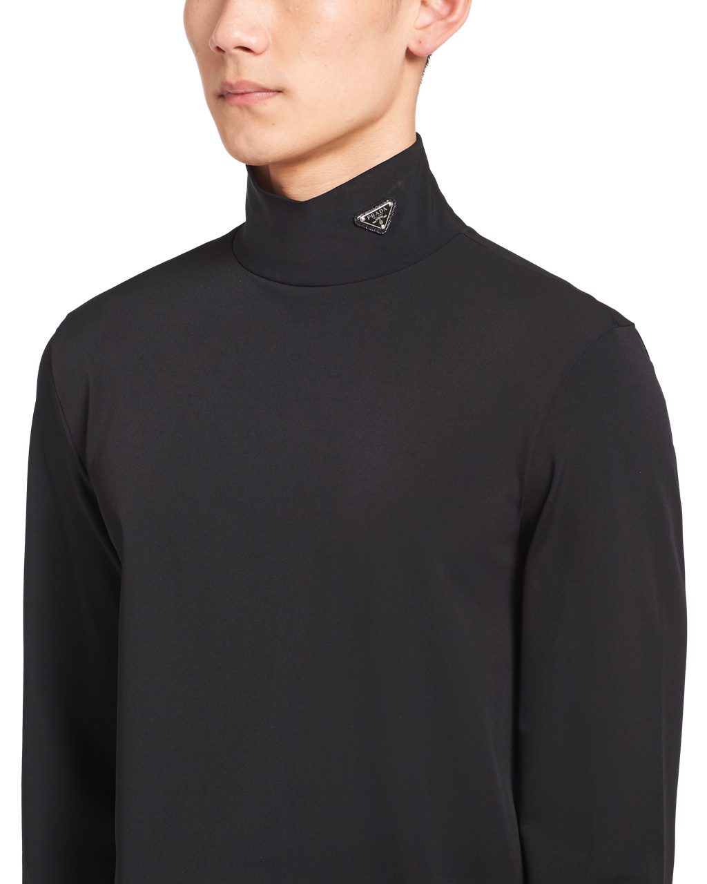 Prada Technical Jersey Mock Turtleneck Černé | 841759MGD