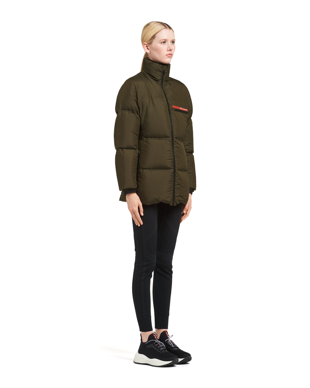 Prada Technical Nylon Puffer Jacket Zelene | 240513AOT