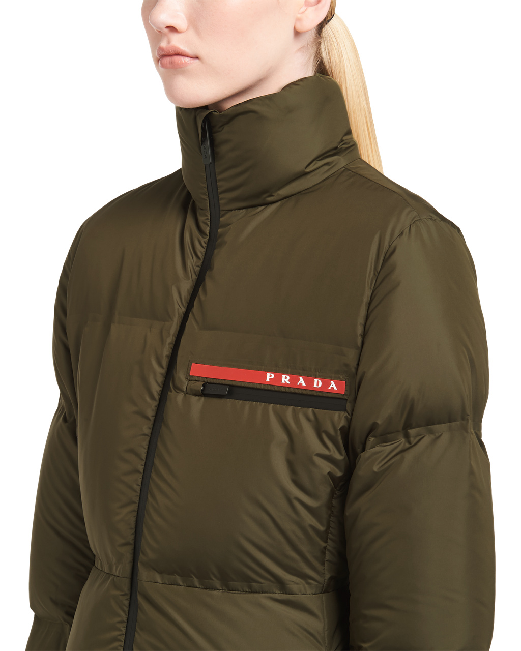 Prada Technical Nylon Puffer Jacket Zelene | 240513AOT