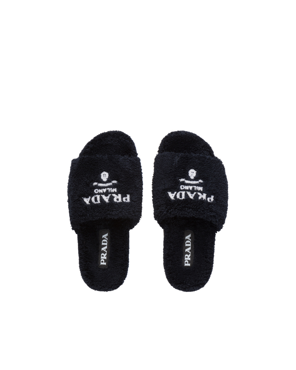 Prada Terry Cloth Slides Černé Bílé | 713926RSH