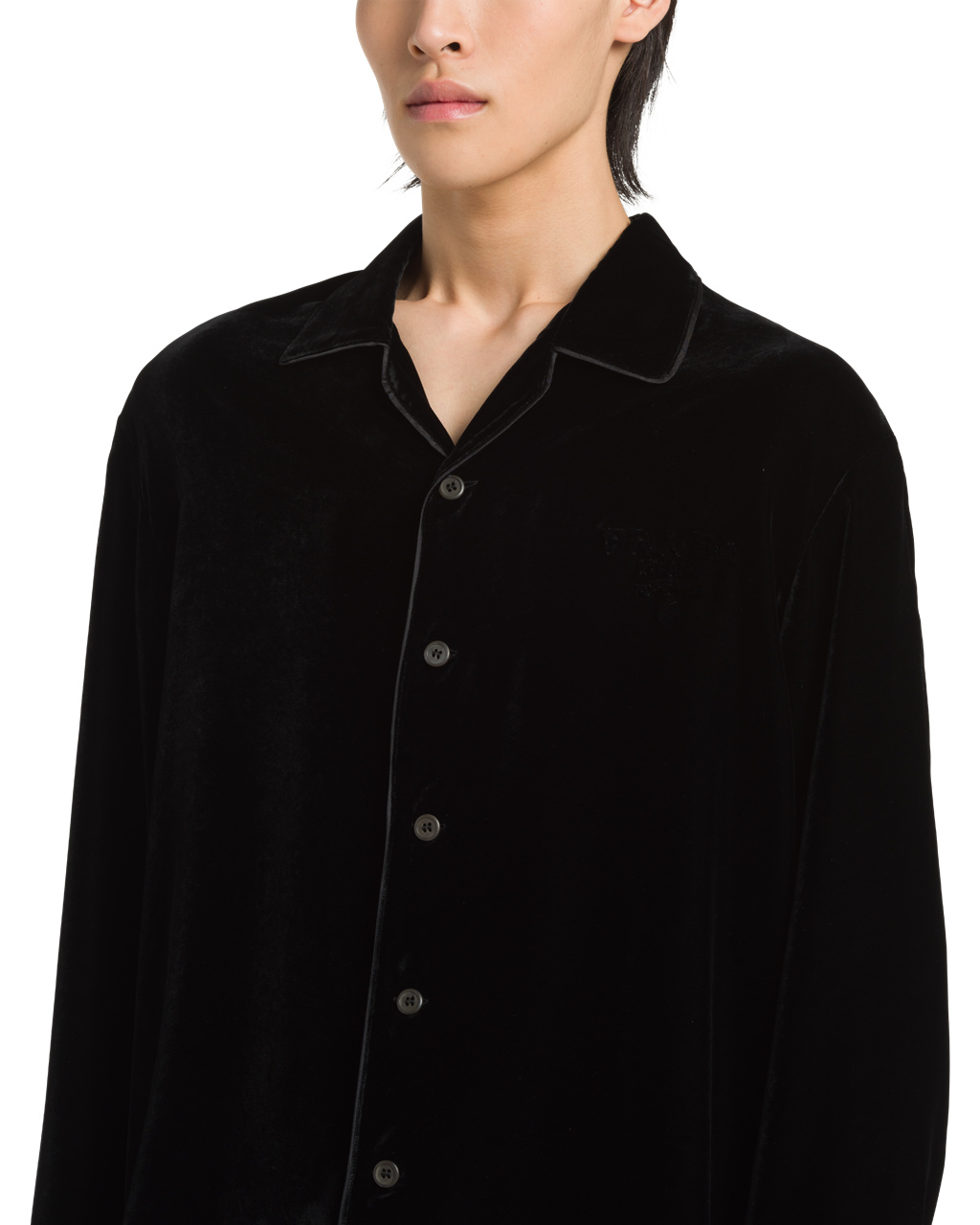 Prada Velvet Shirt Černé | 864370FIL