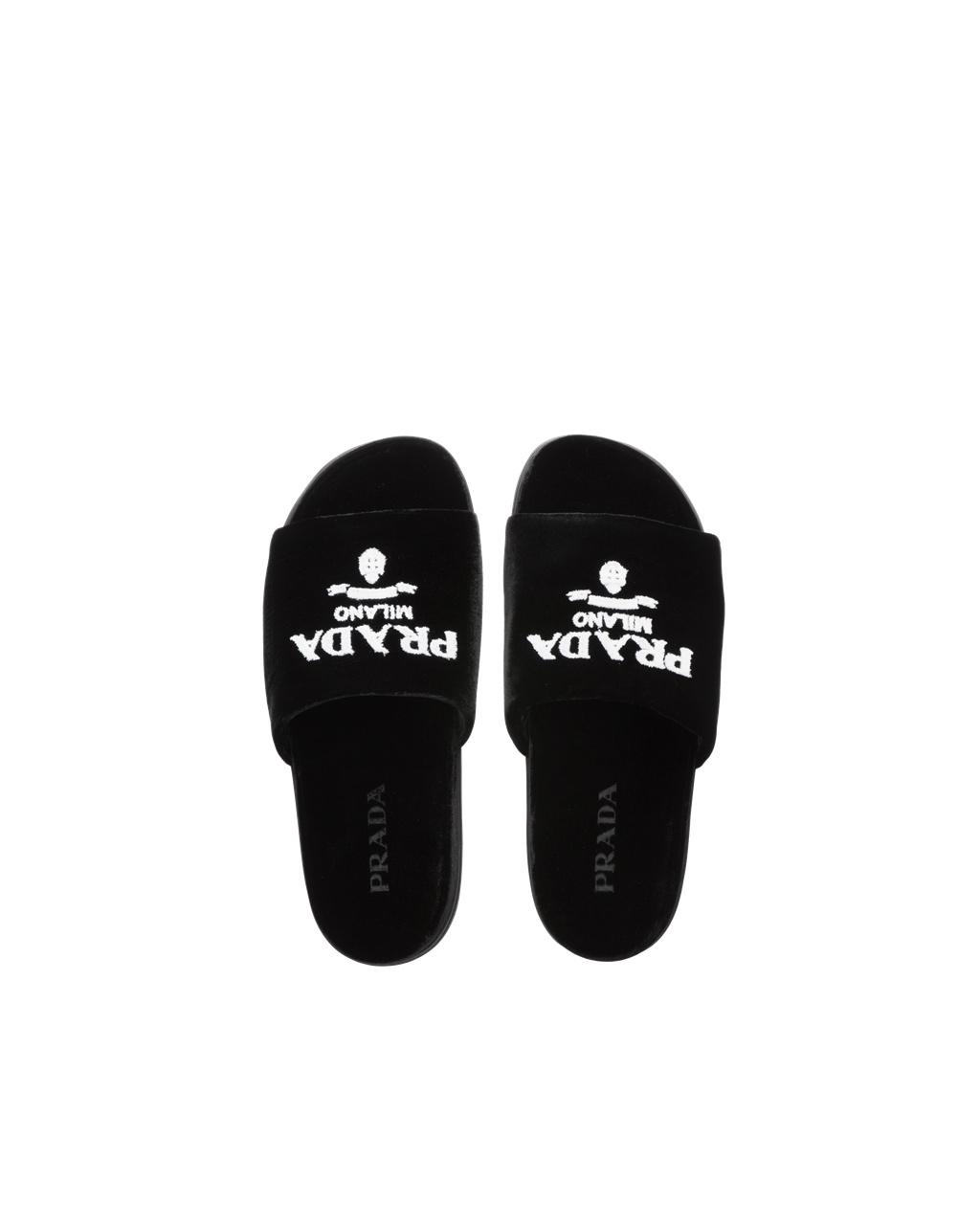 Prada Velvet Slides Černé | 416803BLJ